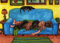 Dachshunds - piled up on couch painting.jpg