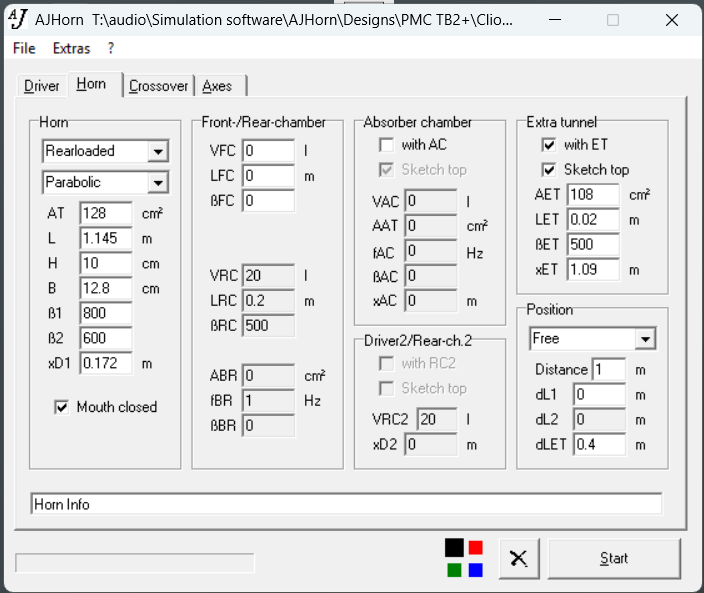 AJHorn sim speaker A - include damping line + port - config parameters.png