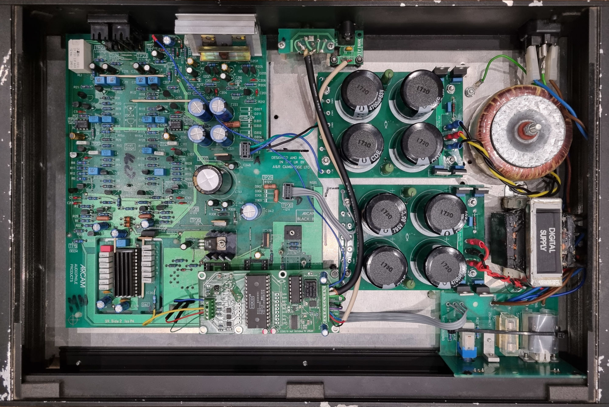 Arcam recapped and modded.jpg