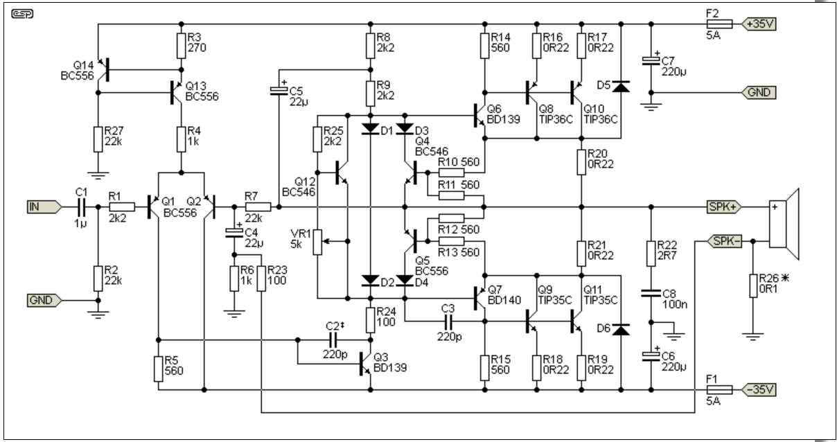 Elliot Sound Guitar power amp - 60 watts.png