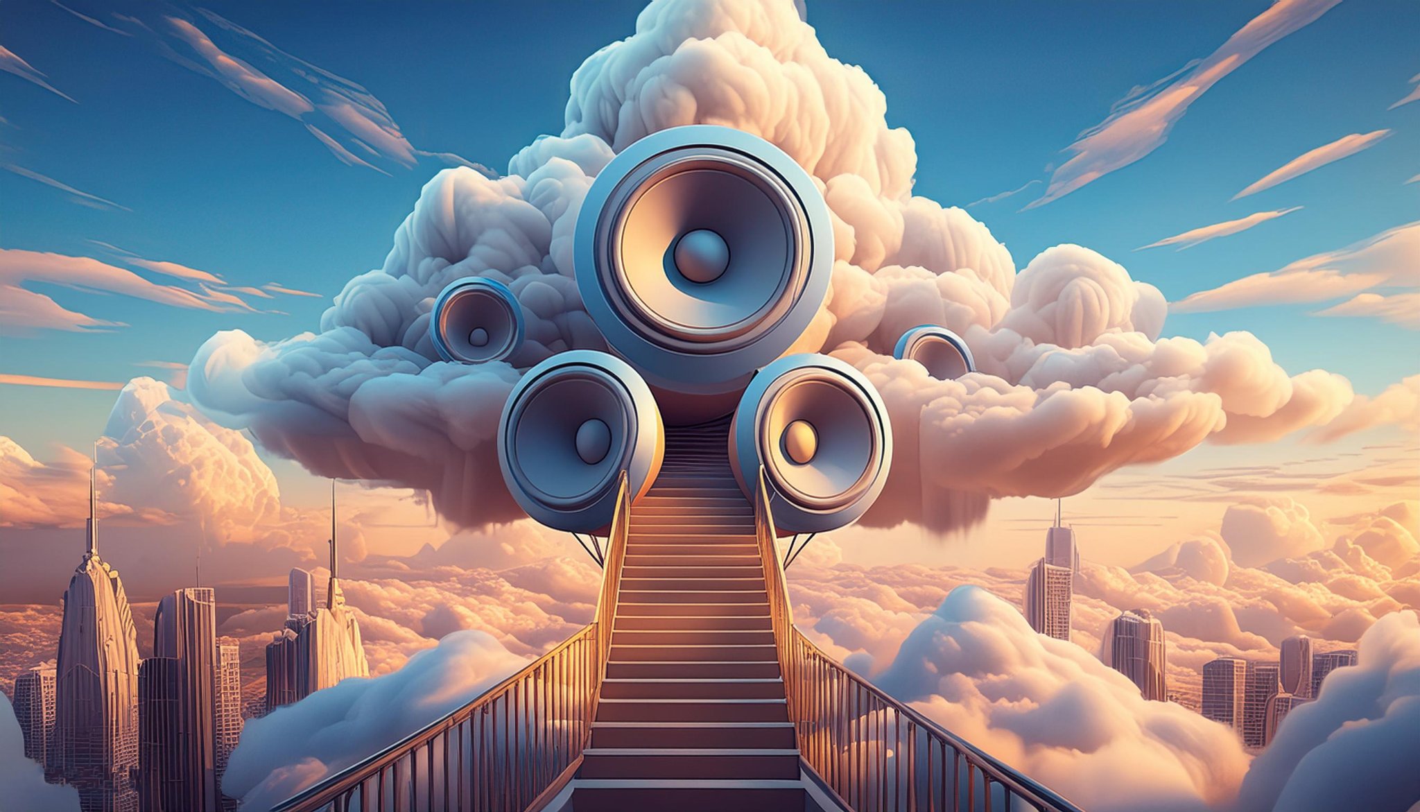 Firefly dreamlike, realistic depth, extra dimension, stairs up to clouds leading to massive pa...jpg