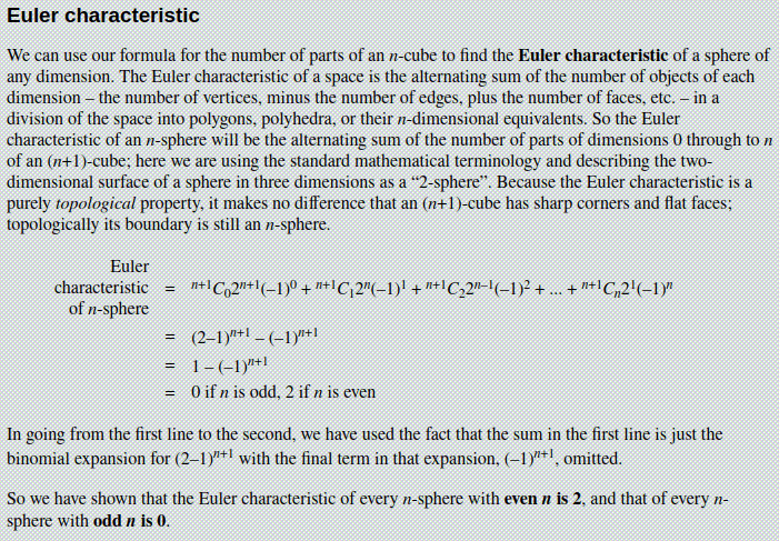 Greg Egan Euler Characteristic of n-sphere.png