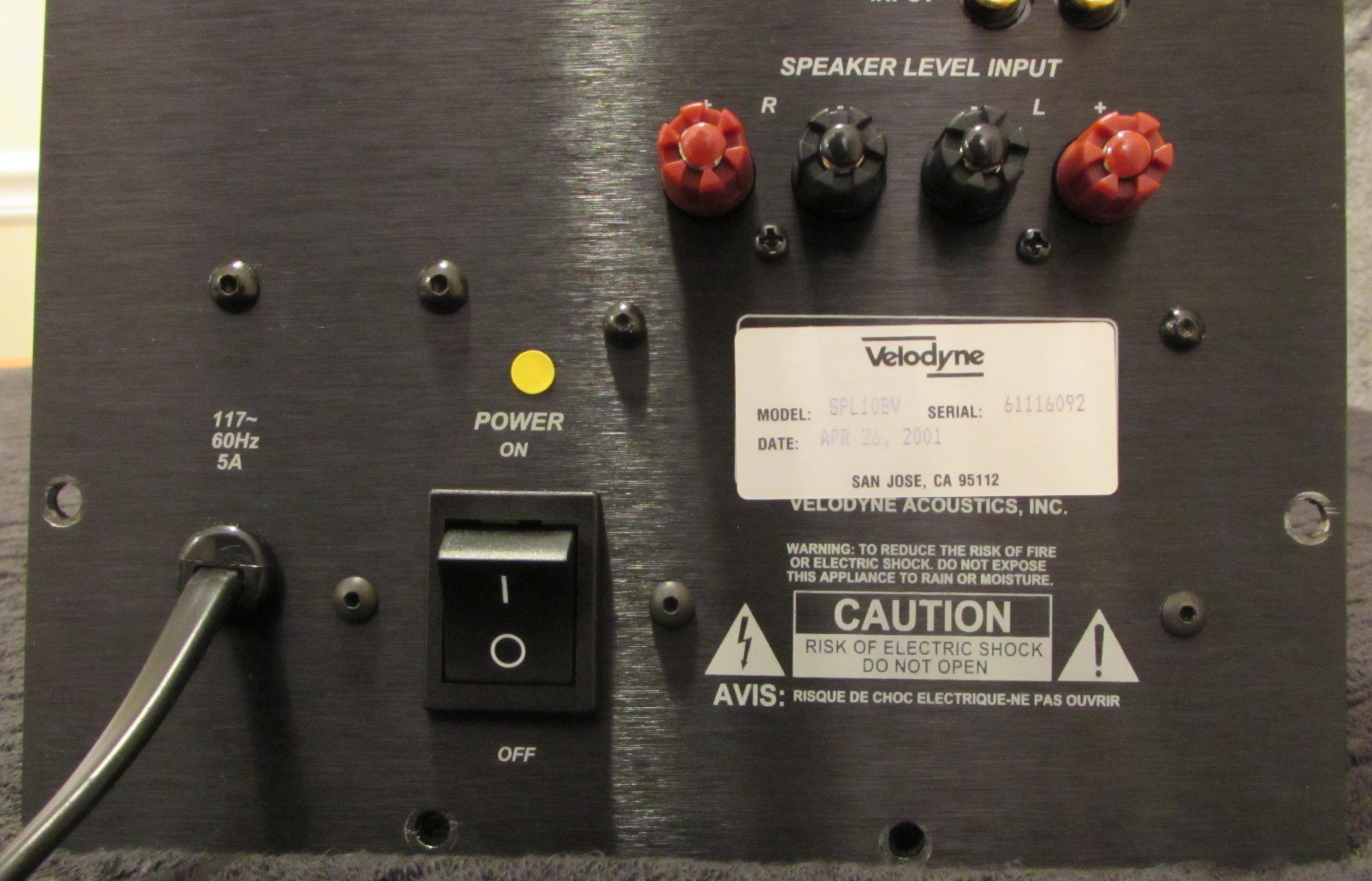 Velodyne subwoofer hot sale amplifier plate