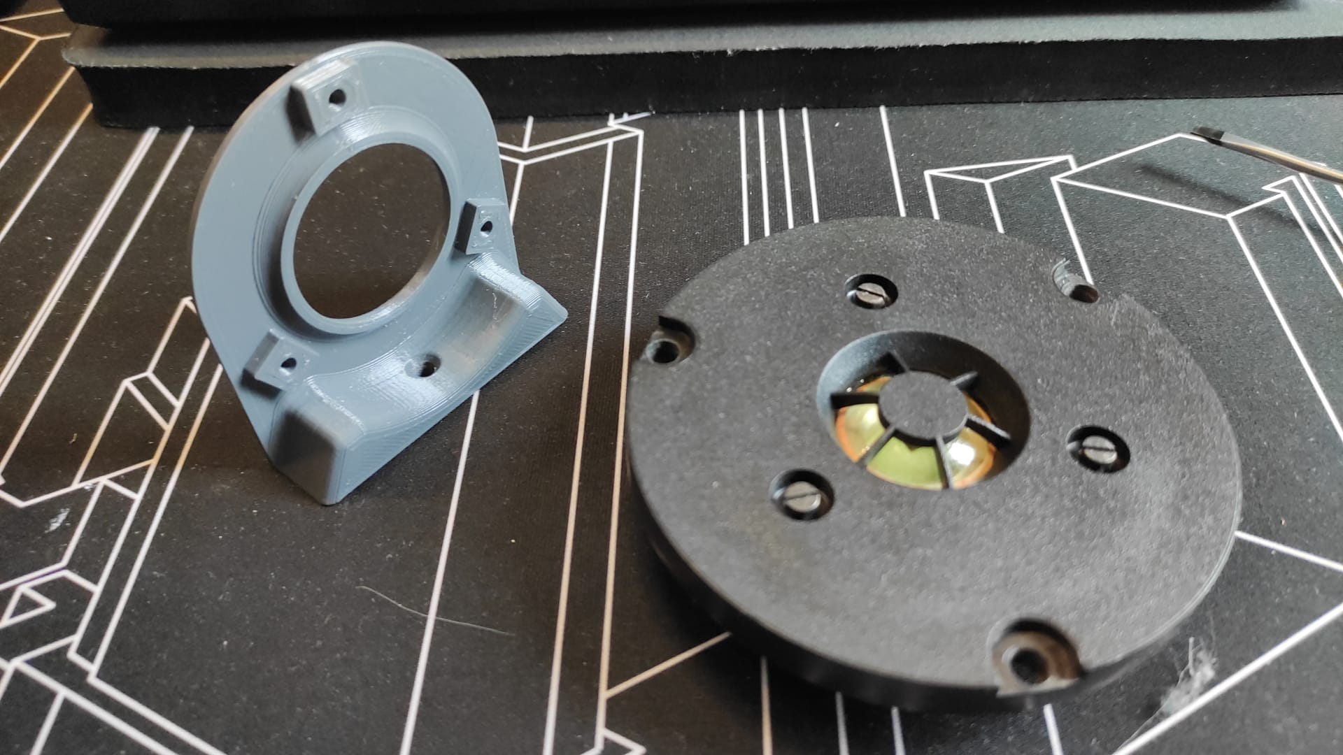 The Philips tweeter next to its new faceplate.