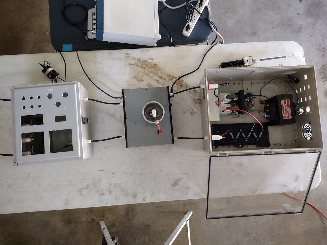 Pulser set up with DC PS, pulse circuit and resistive divider..jpg