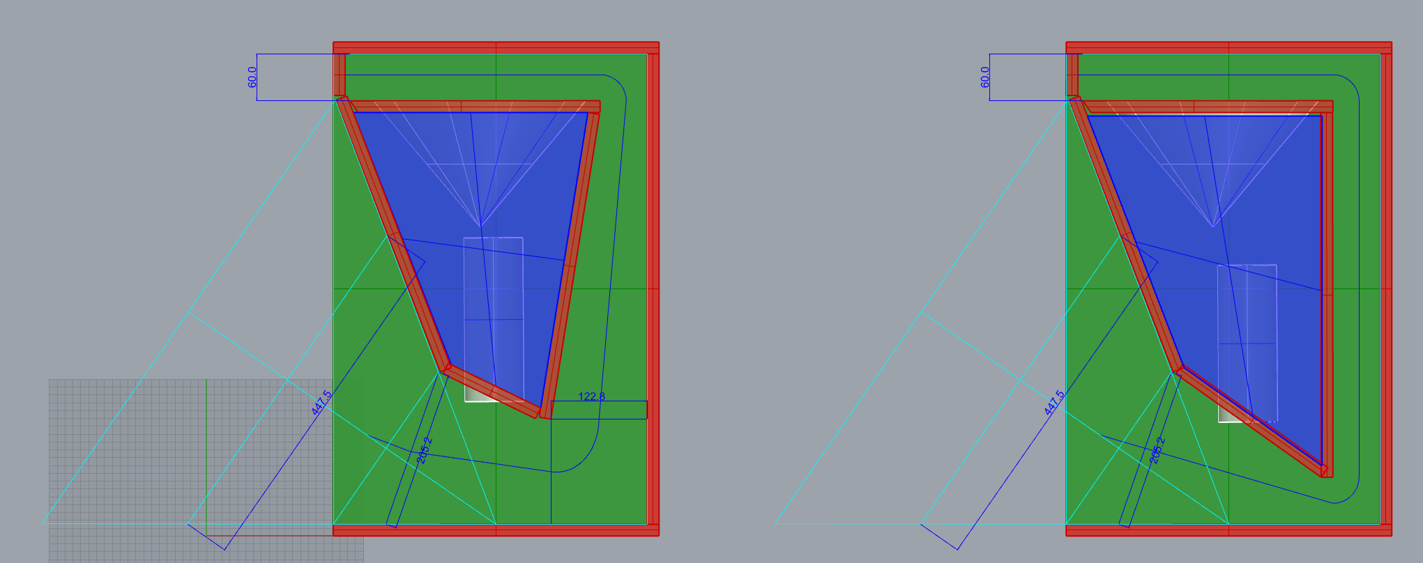 schematic straight+flared VS flaired horn.png