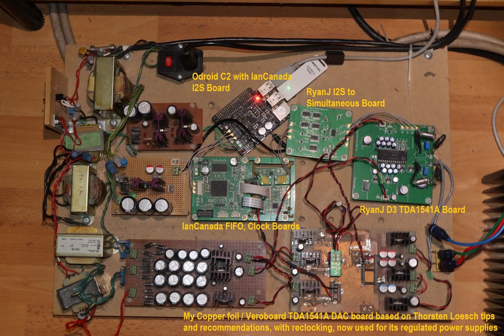 TDA1541A D3 Simultaneous IanCanada FIFO Clock Odroid SBC I2S out 1.jpg