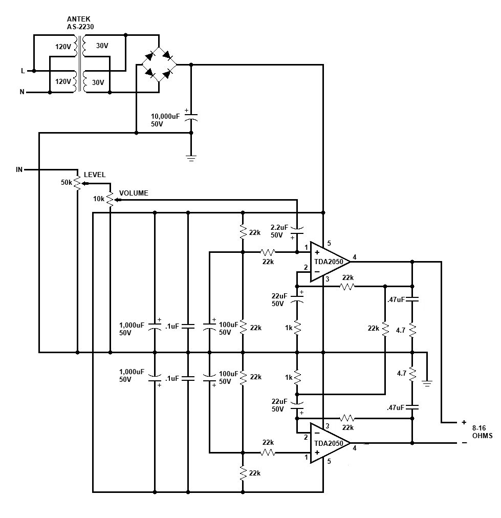 TDA2050 bridged amplifier.png
