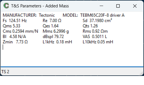 Tectonic TEBM65C20F-8 driver A TS parameters - 10062025.png