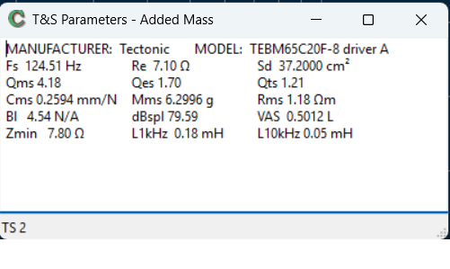 Tectonic TEBM65C20F-8 driver A TS parameters 2mm felt - 11062025.png