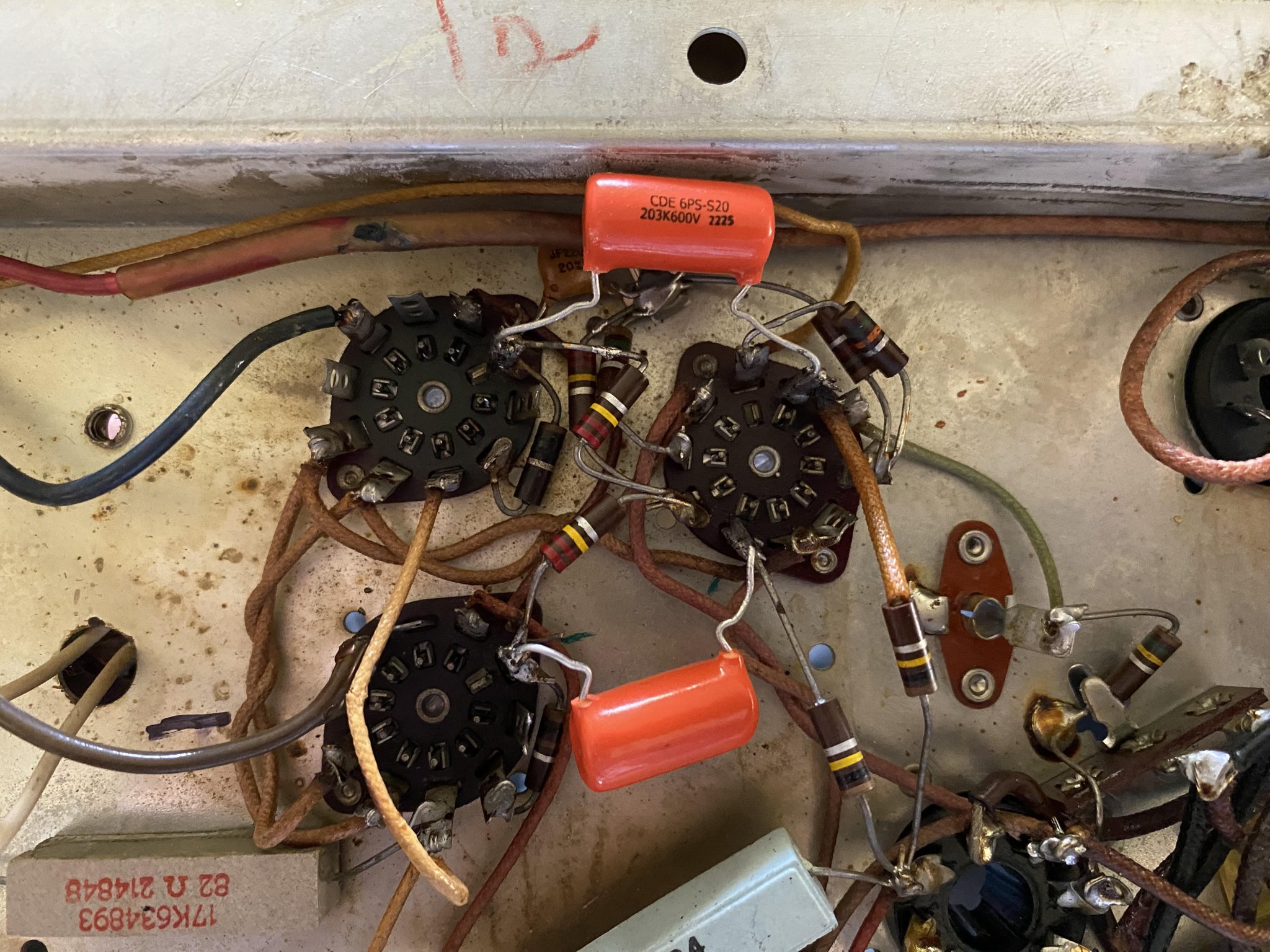 Underside of Amp - new Caps.JPG
