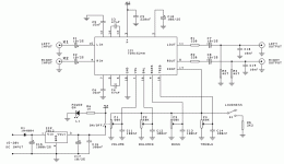 DIY Chip Stereo Pre-amp Op-Amp Single Supply Bass Treble Tone Control Volume IC TDA1524 Circuit.gif
