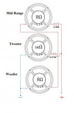 Question about rewiring a 3-way bookshelf speaker to be 8 Ohm´s | diyAudio