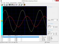 Calibration Fluke 100 ohms 1 Volt Yellow  Red probe output  theough 20 db preamp.jpg