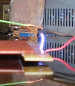 A Rare Shot Of The Arc Attracted to the Positive Ground wire.jpg