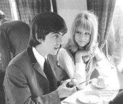 George & Pattie on the set of A Hard Day's Night.jpg