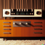 DALL·E 2022-09-04 21.50.08 - full view of a large vintage tube amplifier with multiple tubes a...png