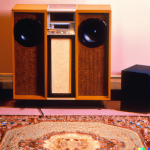 DALL·E 2022-09-04 21.46.33 - full view of a large, single cabinet, vintage stereo speaker with...png